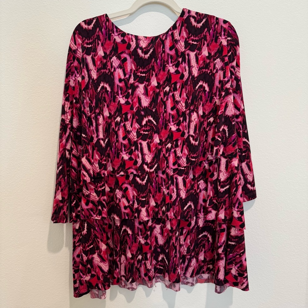 Susan Graver Pink and Black Abstract Tunic - Picture 6 of 6